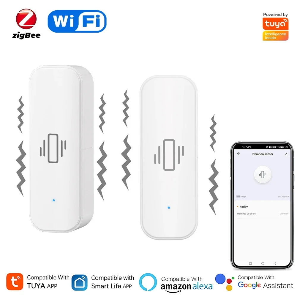 Home Security Alarm - 투야 와이파이 지그비 스마트 진동 센서,