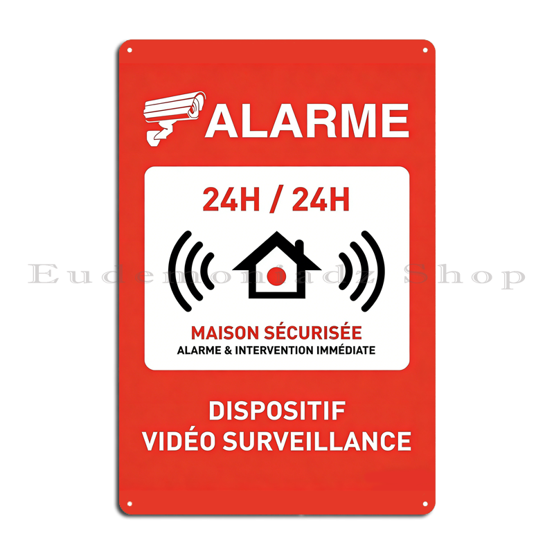 레트로 24시간 알람 시스템 금속 간판 플라크 빈티지  - Home Security Alarm 리뷰 및 가격