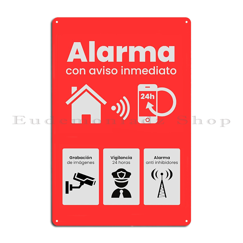 레트로 24시간 알람 시스템 금속 간판 플라크 빈티지  - Home Security Alarm 리뷰 및 가격