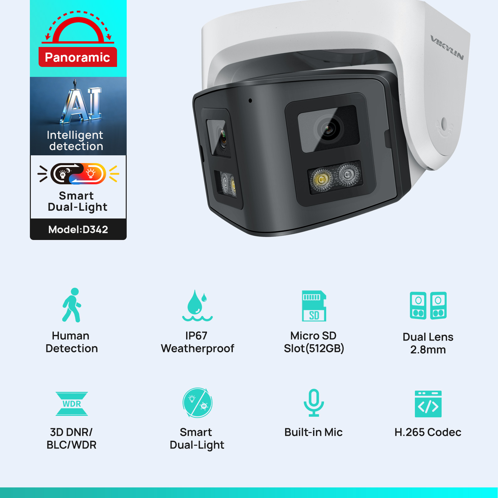 Vikylin 4MP 파노라마 듀얼 렌즈 스마트 듀얼  - Home Security System Hikvision 리뷰 및 가격