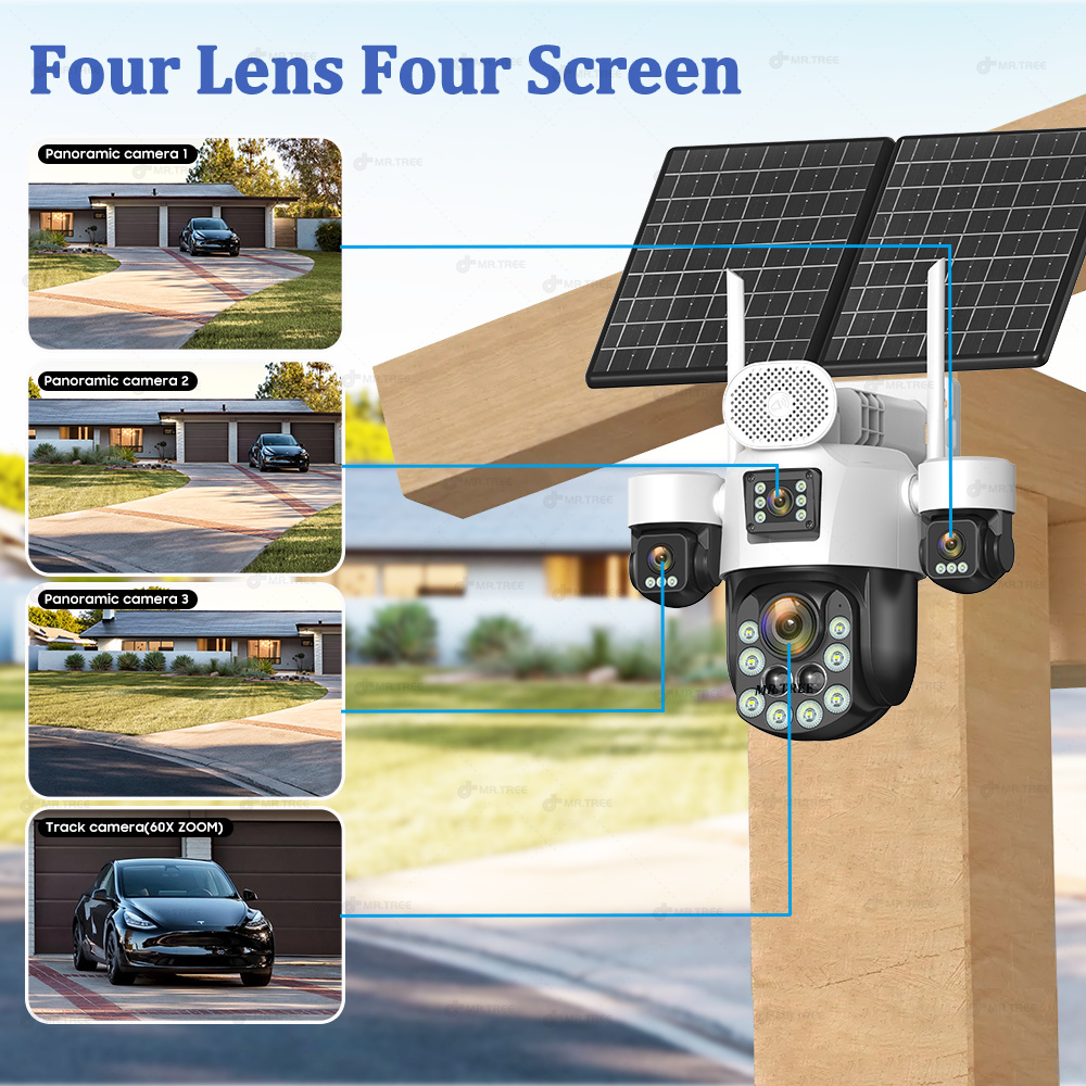 AOV 4렌즈 야외 감시용 태양광 카메라 20MP 4G - Home Security Upgrades 리뷰 및 가격