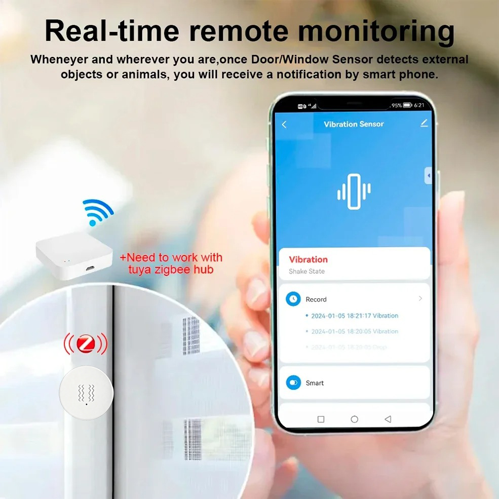 Tuya ZigBee 스마트 진동 및 기울기 센서 홈  - Home Security Monitoring System 리뷰 및 가격