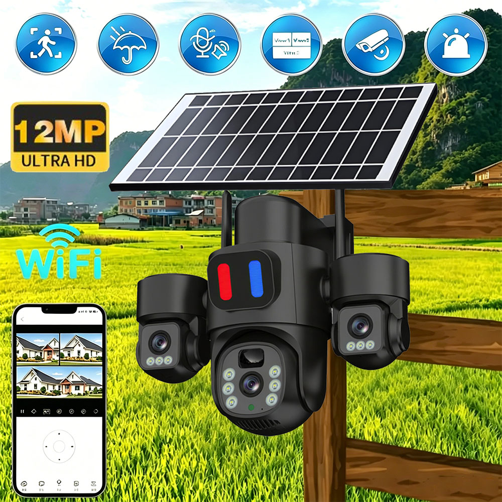 태양광 WiFi PTZ 카메라 야외용 트리플 렌즈 3화 - Home Security Monitoring System 리뷰 및 가격