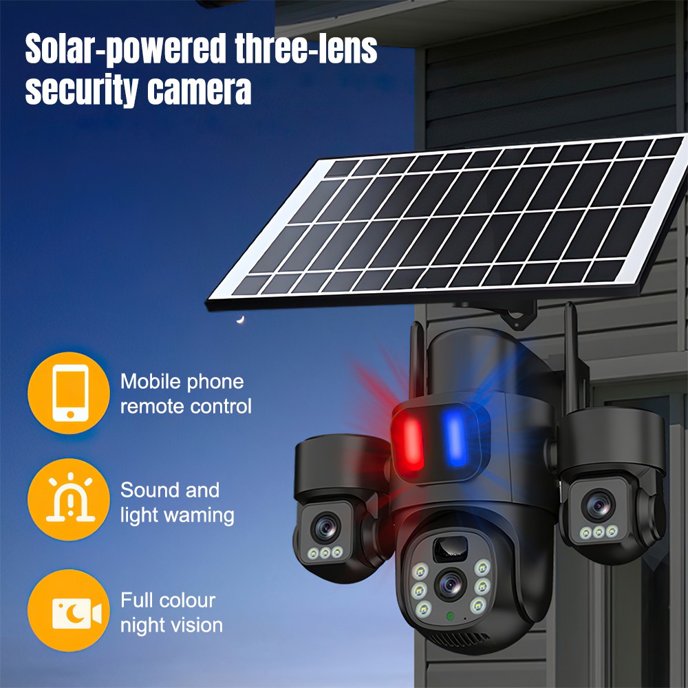 태양광 WiFi PTZ 카메라 야외용 트리플 렌즈 3화 - Home Security Monitoring System 리뷰 및 가격